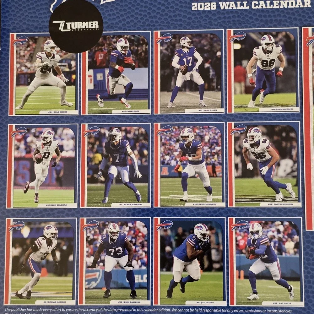Buffalo Bills 2026 12x12 Team Wall Calendar Wall by‎ Turner Sports